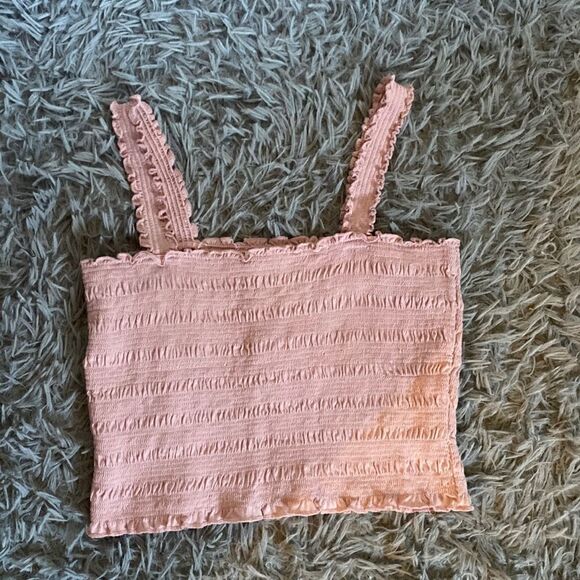 Aeropostal Pink Smocked Cropped Top - Picture 1 of 3